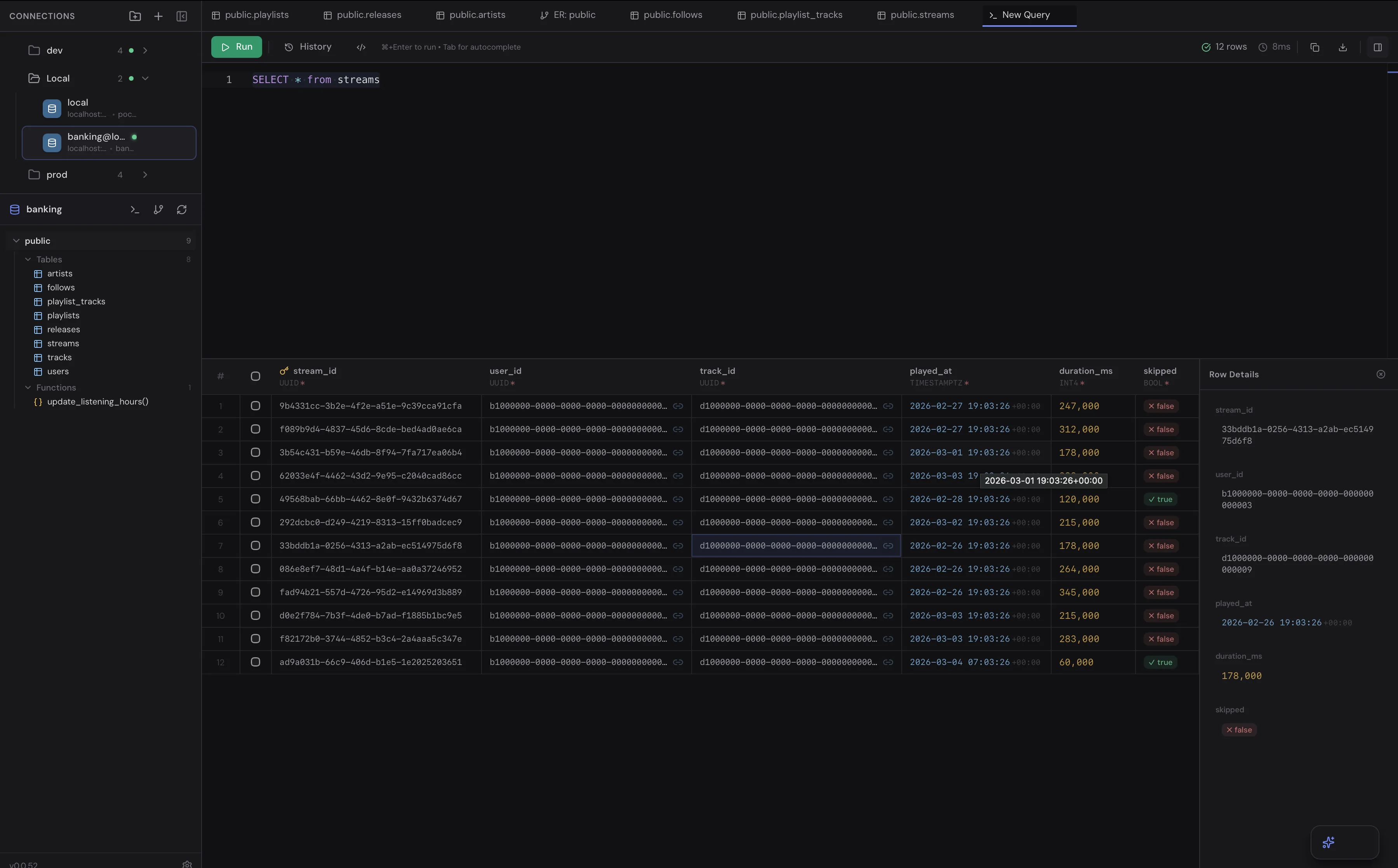 TableHub SQL Query Editor with smart autocomplete and data grid showing PostgreSQL query results
